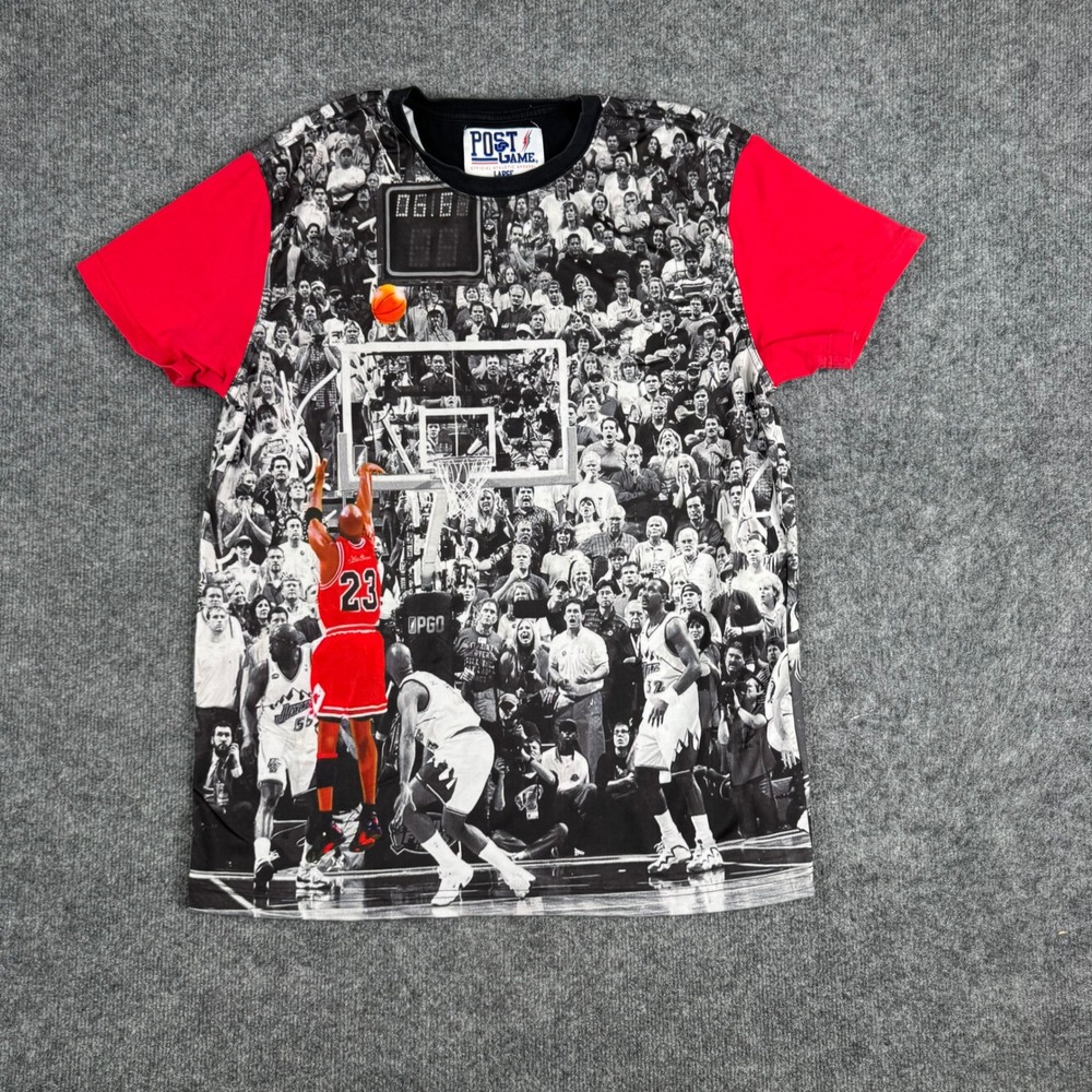 Post Game T-Shirt Mens Size Large Michael Jordan Last Shot All Over Print